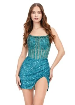 Diamond Mini Dress -Naked Dresses Store TURQUOISE ASHLEYlauren 4564 Diamond Mini Dress Front