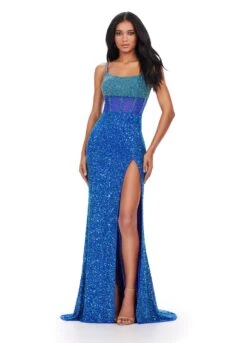Amina Gown -Naked Dresses Store TurquoiseRoyal ASHLEYlauren 11448 Amina Evening Gown
