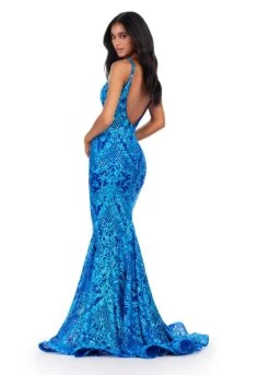 Olessia Gown -Naked Dresses Store TurquoiseRoyal ASHLEYlauren 11466 Olessia Evening Gown. Back